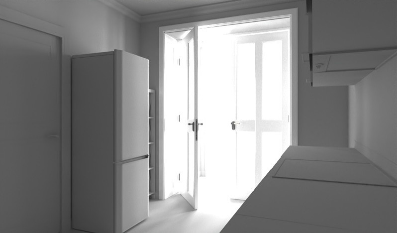 Проект "Черно-белый 3Д кухни-гостиной"