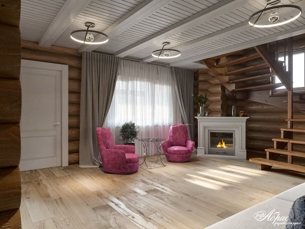 Дизайн интерьера деревянного дома (дер.Палкино)