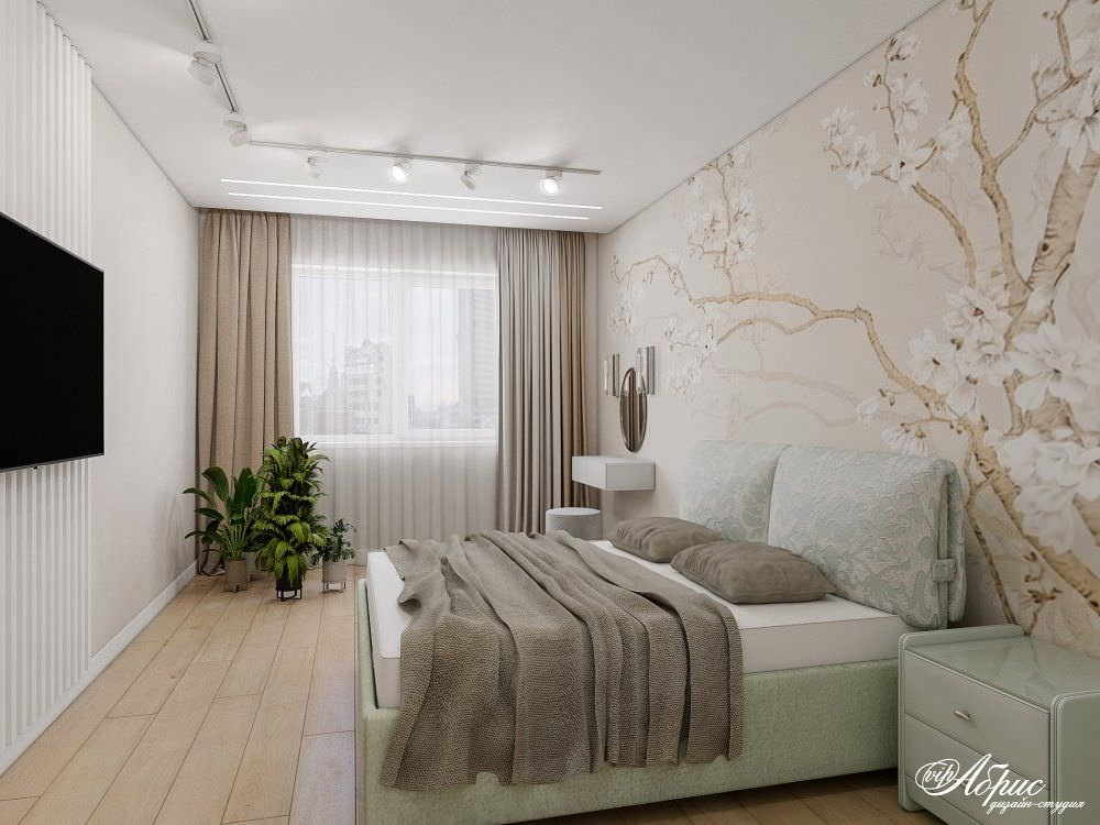 Дизайн двухкомнатной квартиры с совмещенной кухней-гостиной (ул.Кольцевая)