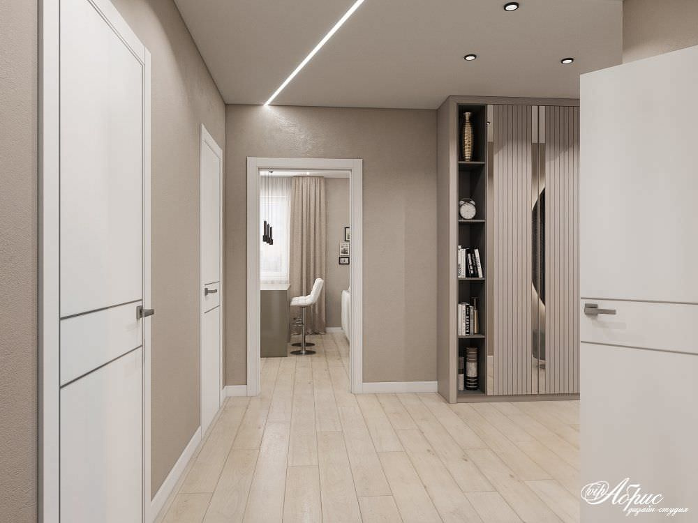 Дизайн двухкомнатной квартиры с совмещенной кухней-гостиной (ул.Кольцевая)