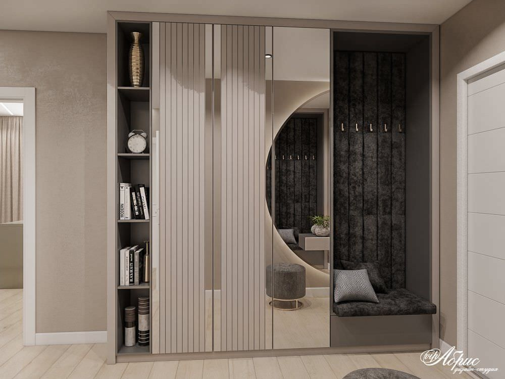 Дизайн двухкомнатной квартиры с совмещенной кухней-гостиной (ул.Кольцевая)