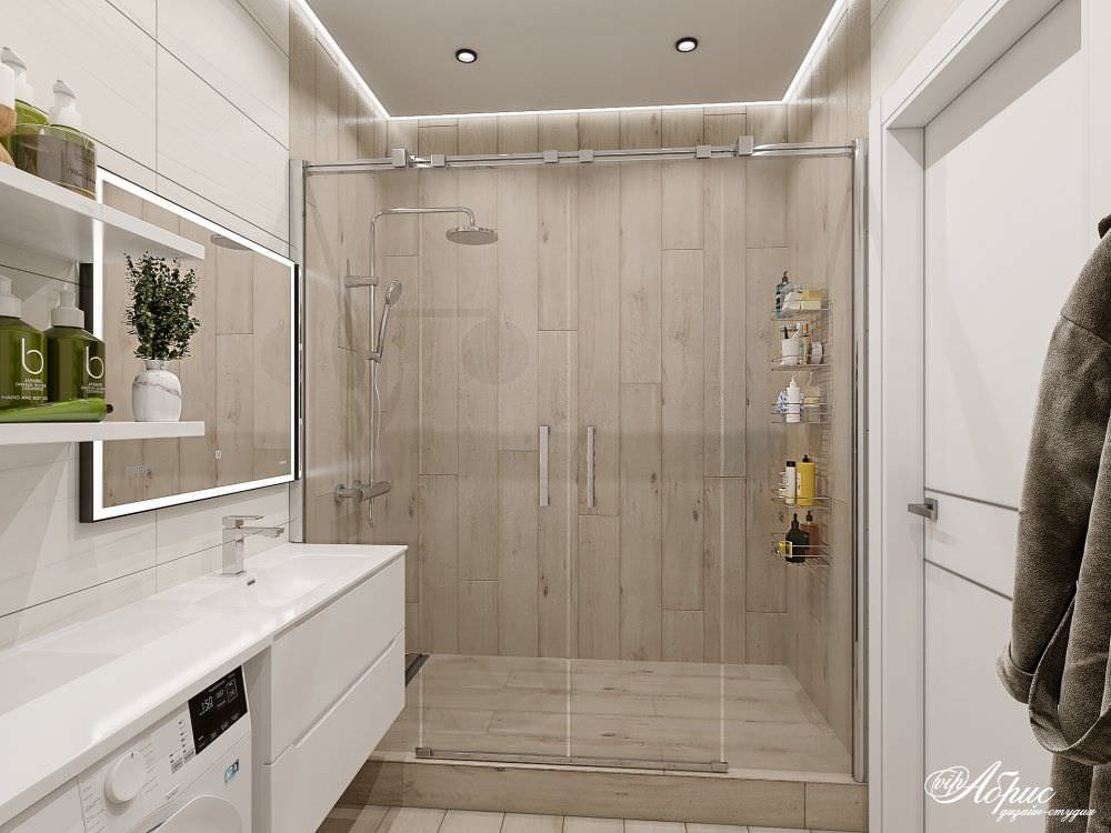 Дизайн двухкомнатной квартиры с совмещенной кухней-гостиной (ул.Кольцевая)