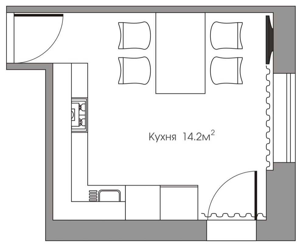 Кухня 14.2 кв.м