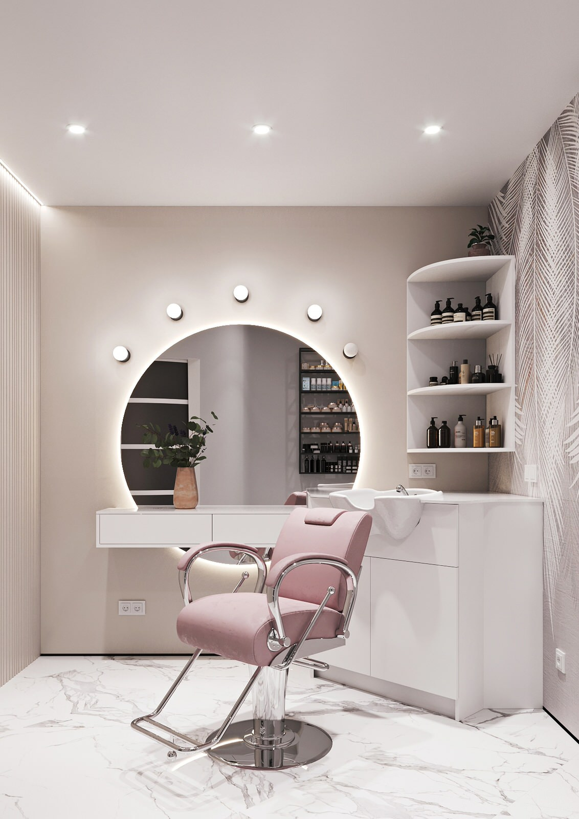 Interior design of an apartment with a beauty salon