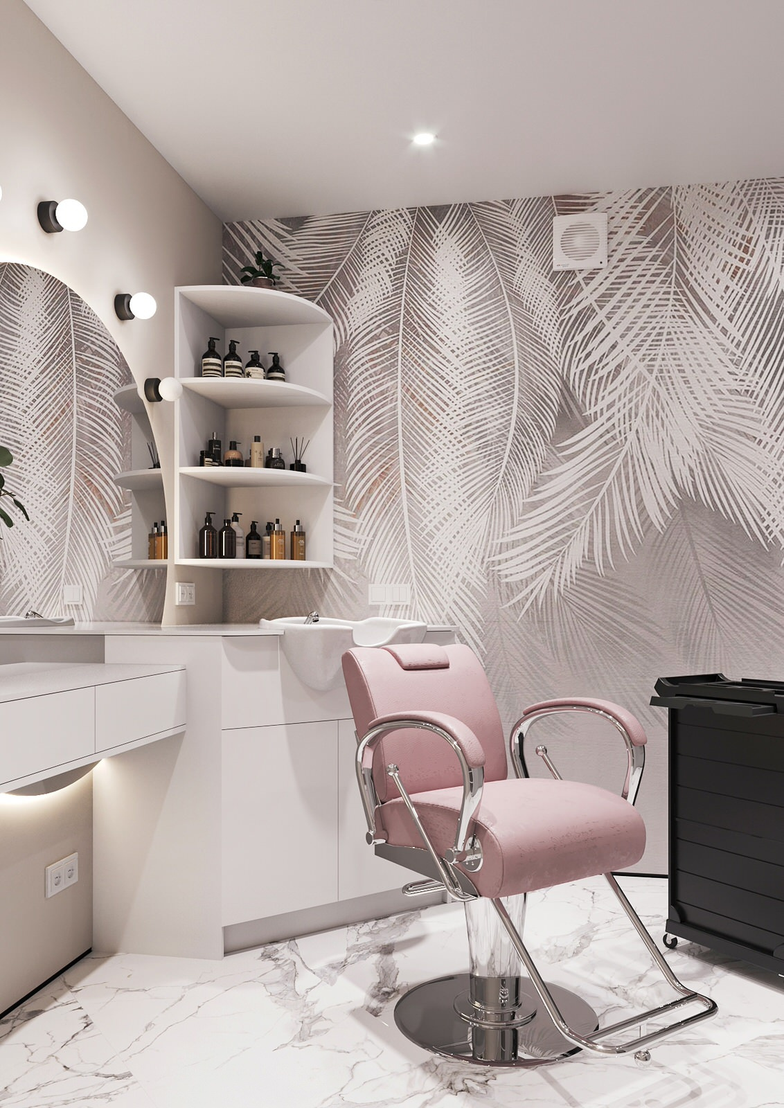 Interior design of an apartment with a beauty salon