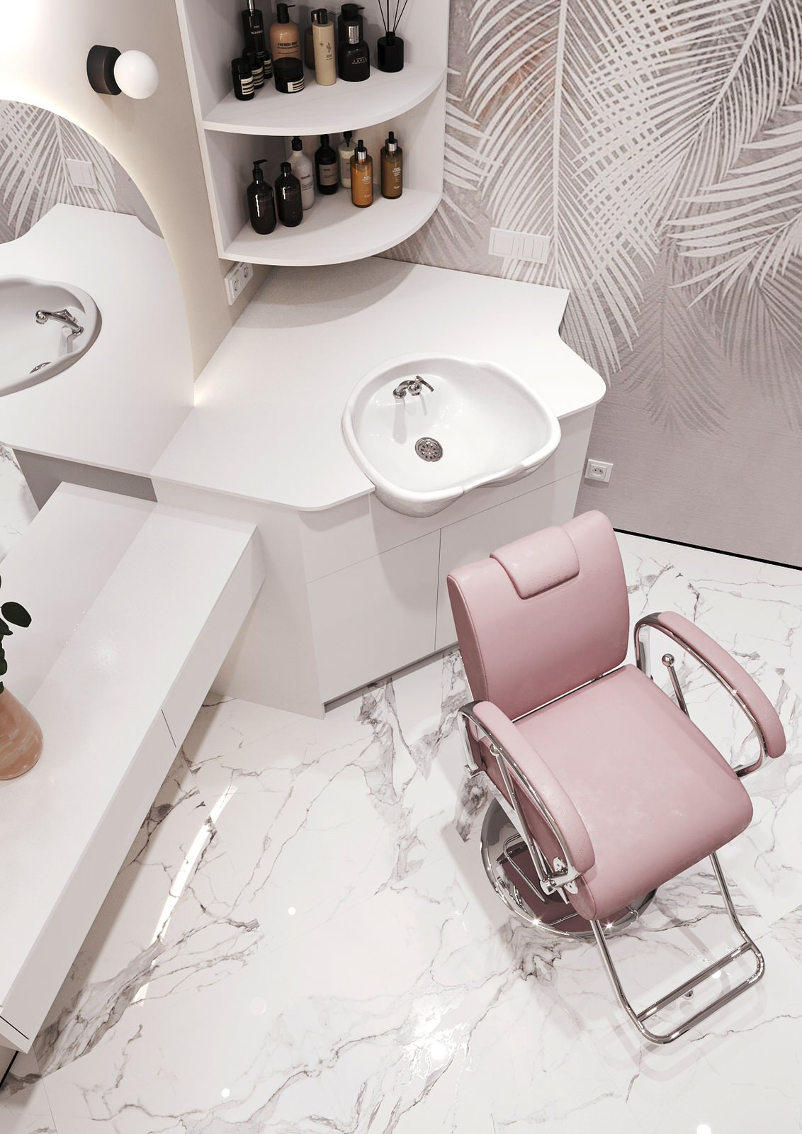 Interior design of an apartment with a beauty salon