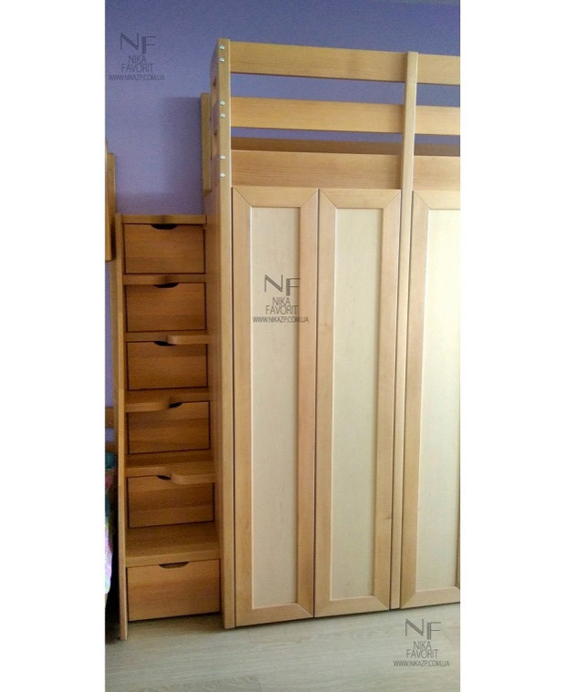 Loft bed for kids | Child bed with stairs | Child bed with built-in wardrobe