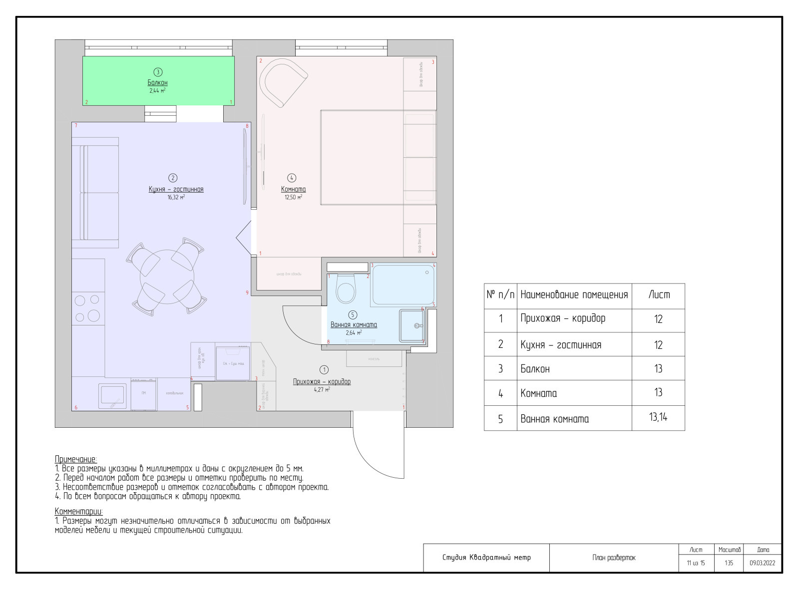 Дизайн-проект квартиры в ЖК Лучи 38 м2