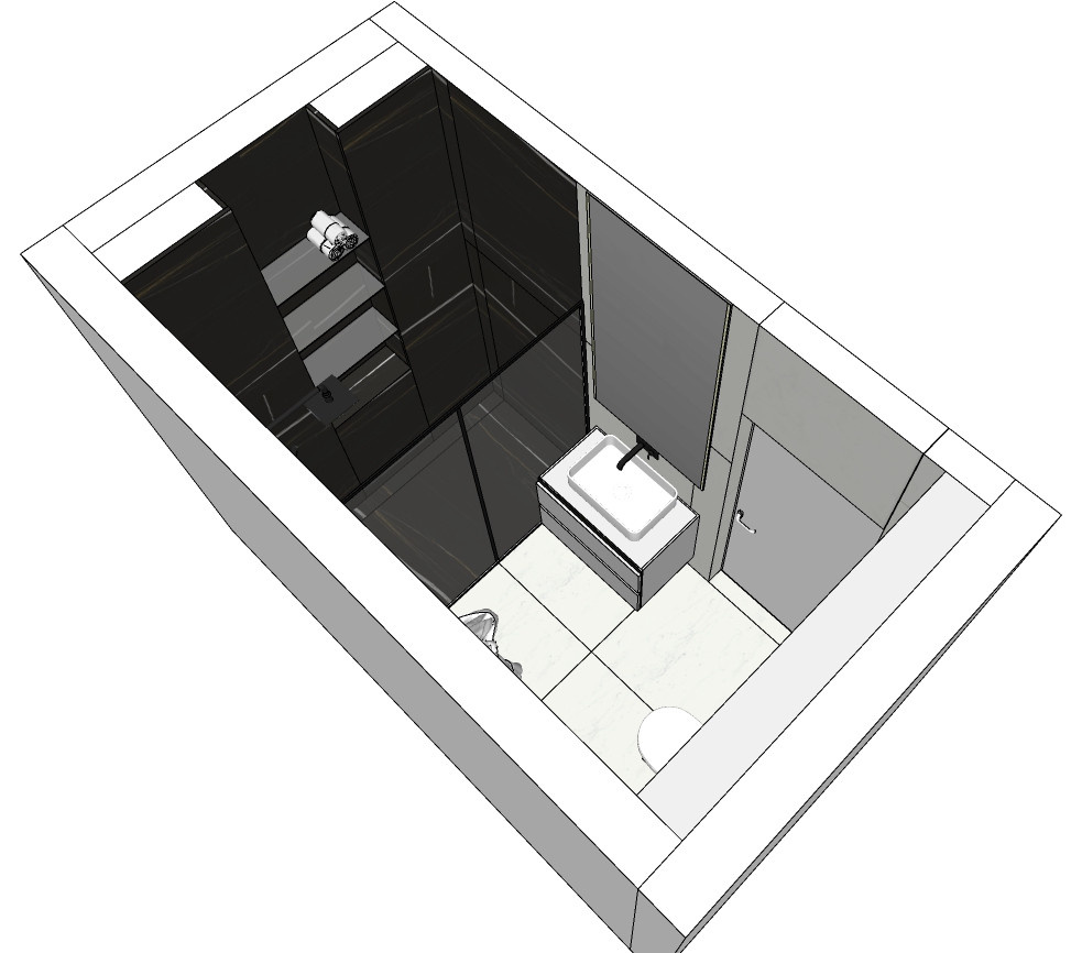 Разработка эскизного проекта санузла в двух вариантах в SketchUp