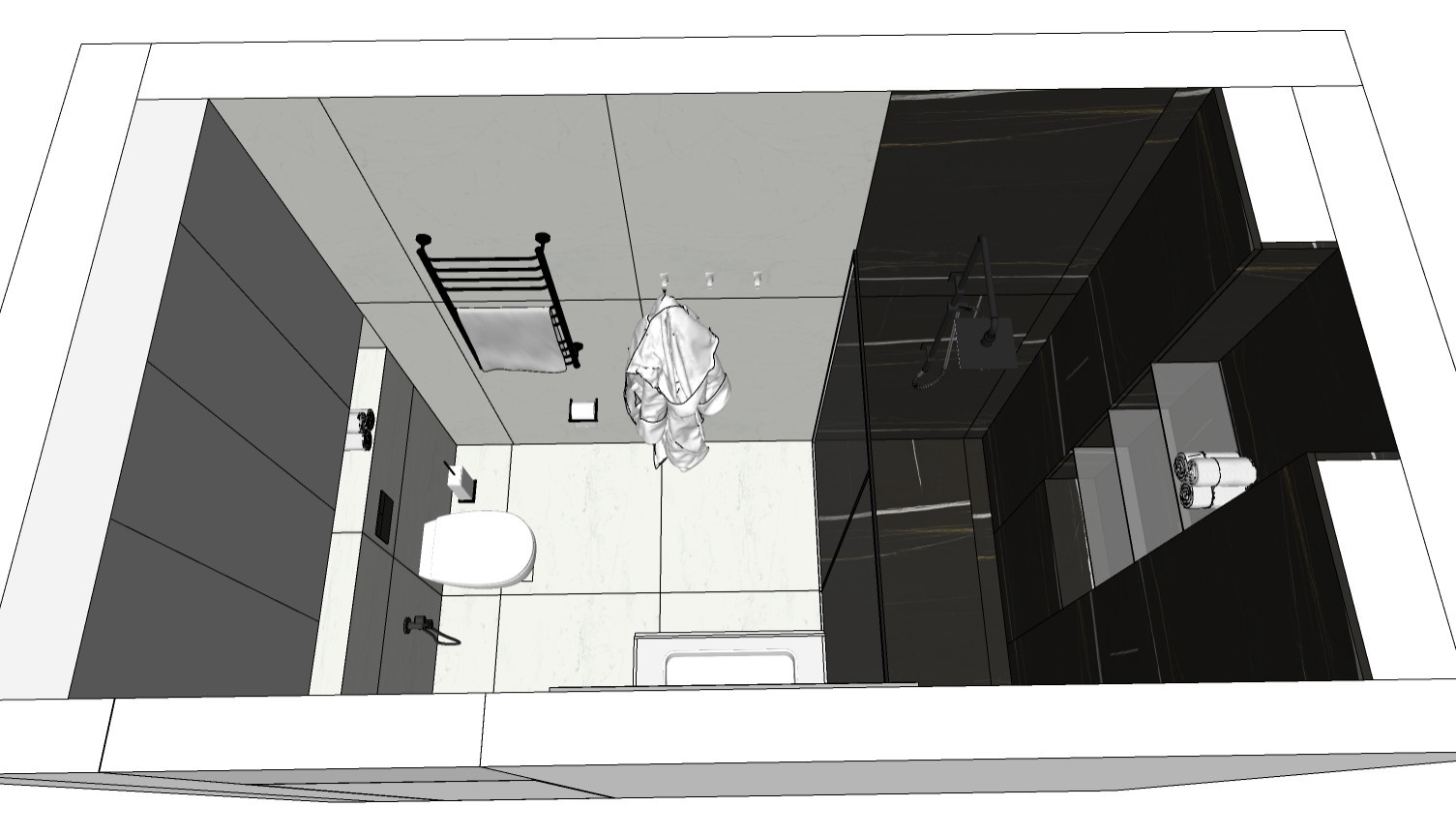Разработка эскизного проекта санузла в двух вариантах в SketchUp
