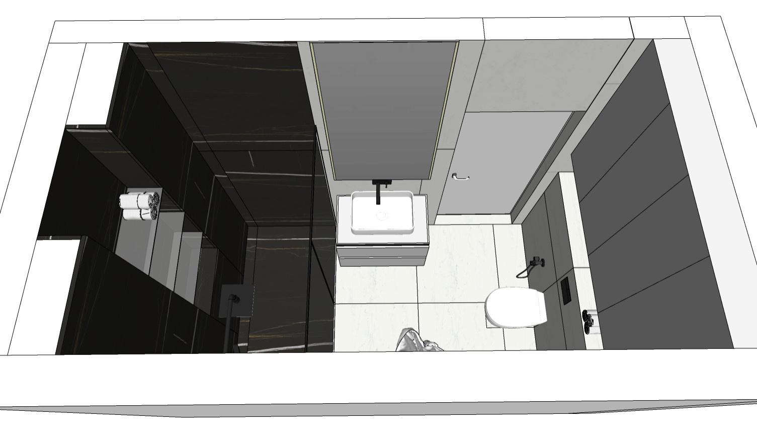 Разработка эскизного проекта санузла в двух вариантах в SketchUp
