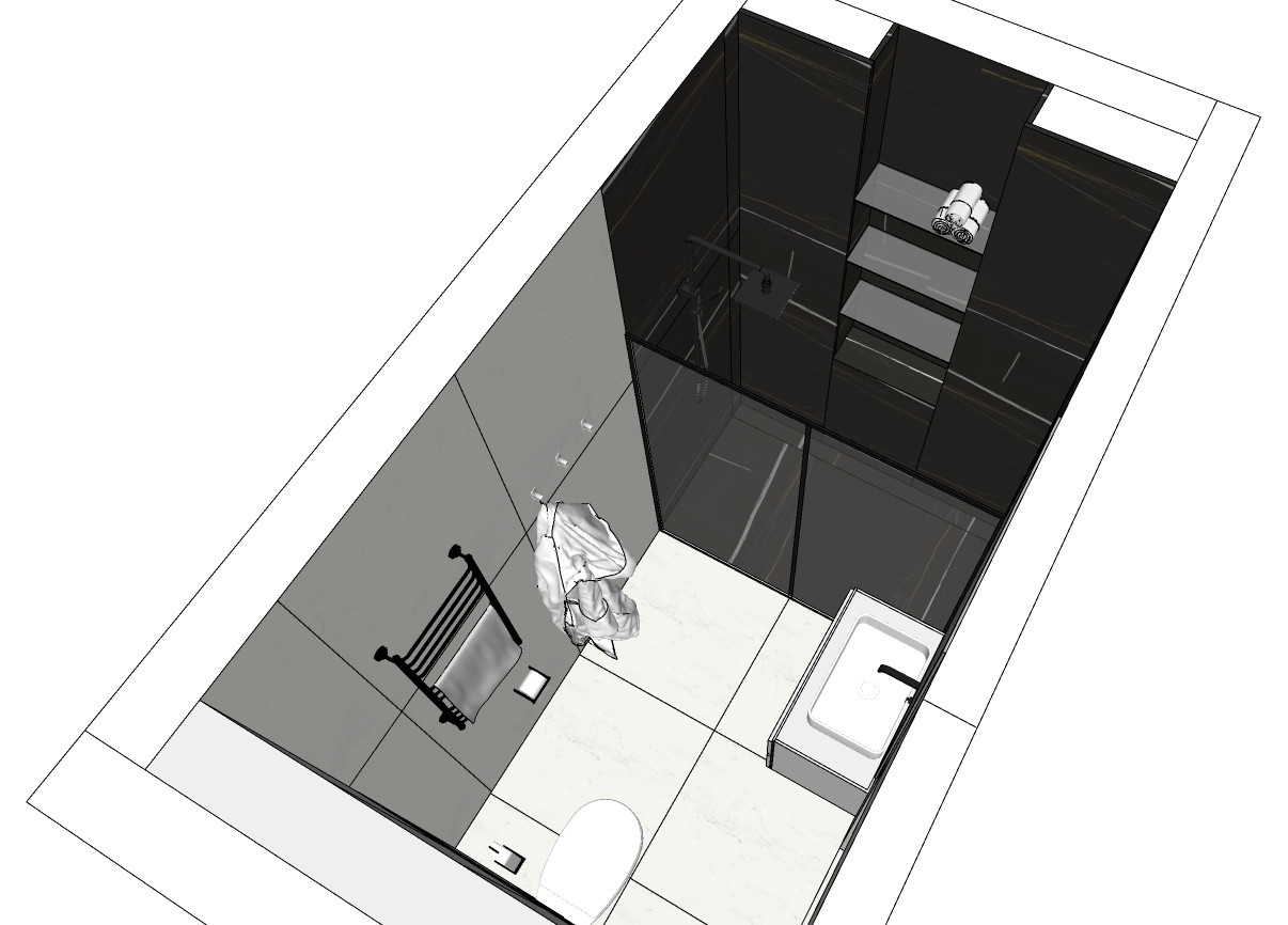 Разработка эскизного проекта санузла в двух вариантах в SketchUp