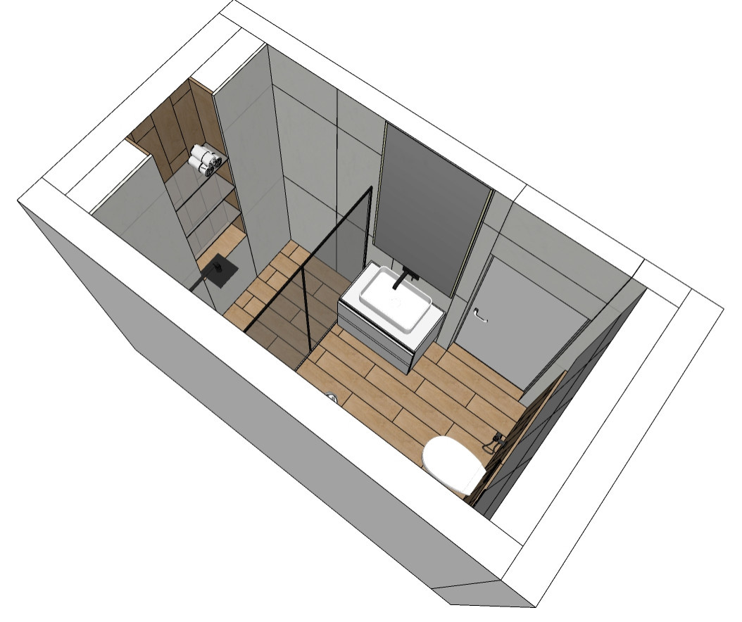 Разработка эскизного проекта санузла в двух вариантах в SketchUp