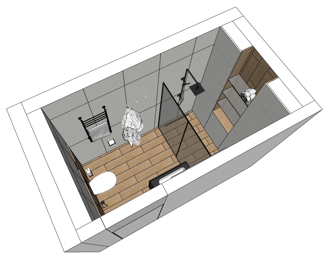 Разработка эскизного проекта санузла в двух вариантах в SketchUp