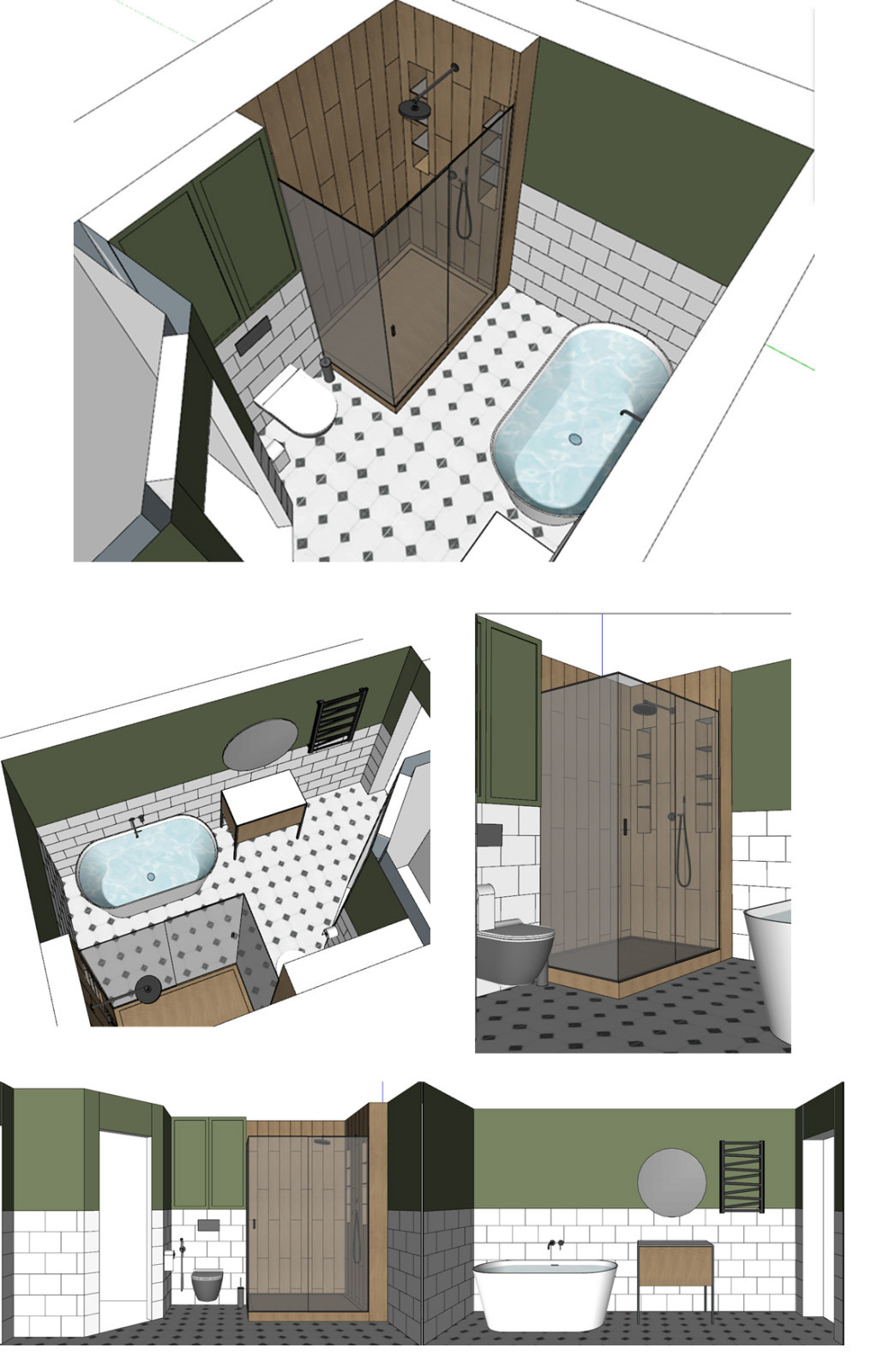 Разработка эскизного проекта ванной комнаты в SketchUp