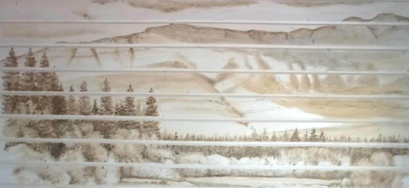 Роспись в интерьере "Горная река"