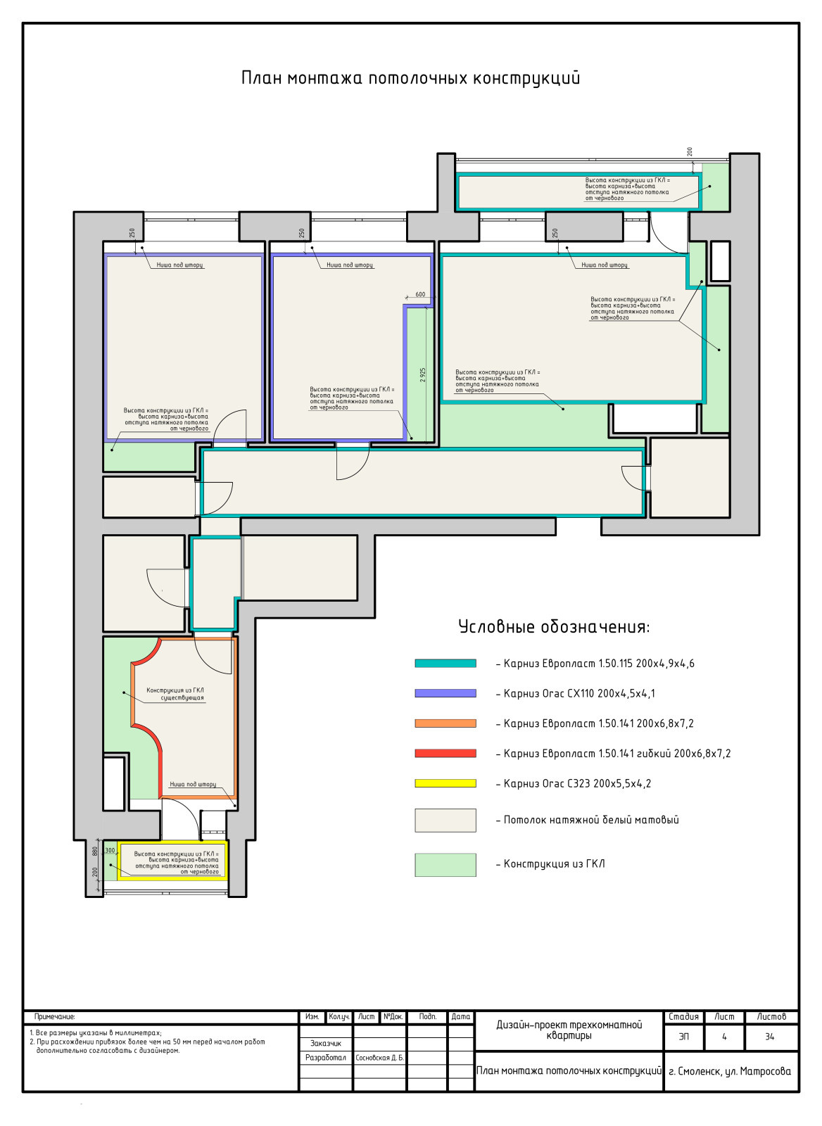 Дизайн трехкомнатной квартиры г. Смоленск