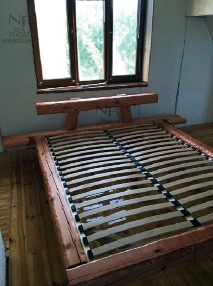 Rustic bed | Vintage wooden bed | Wooden bed