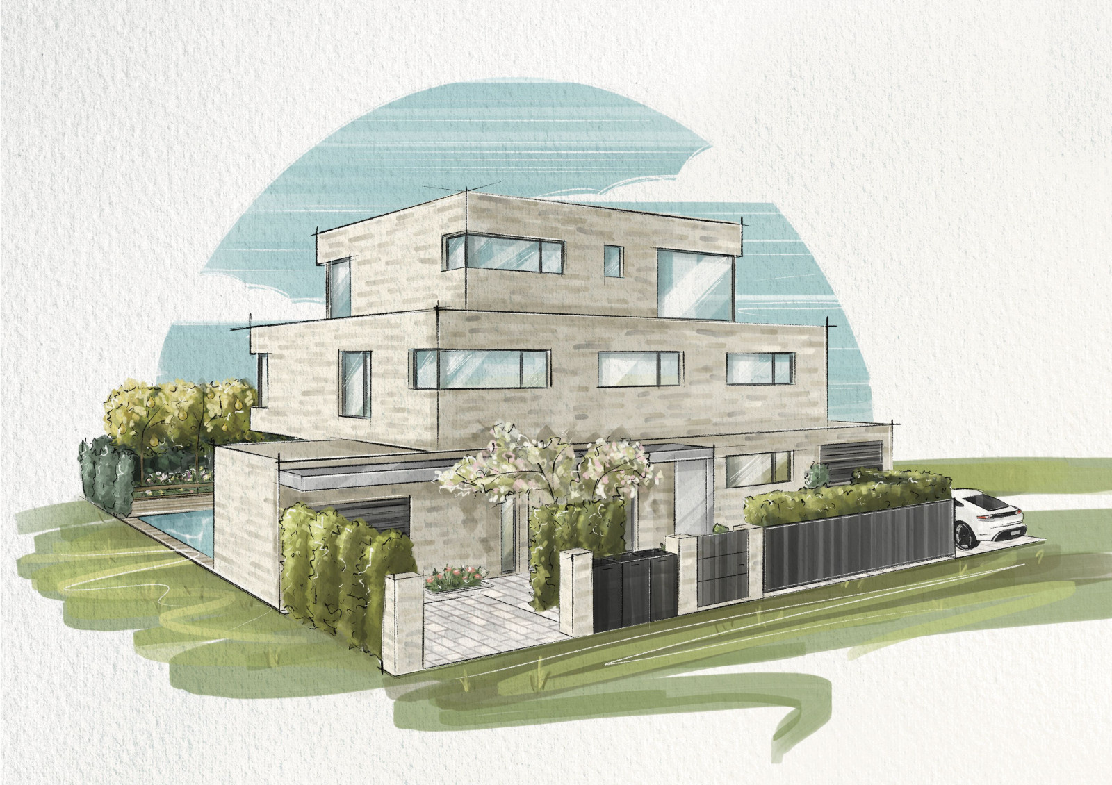 Sketch des neuen Einzelhauses