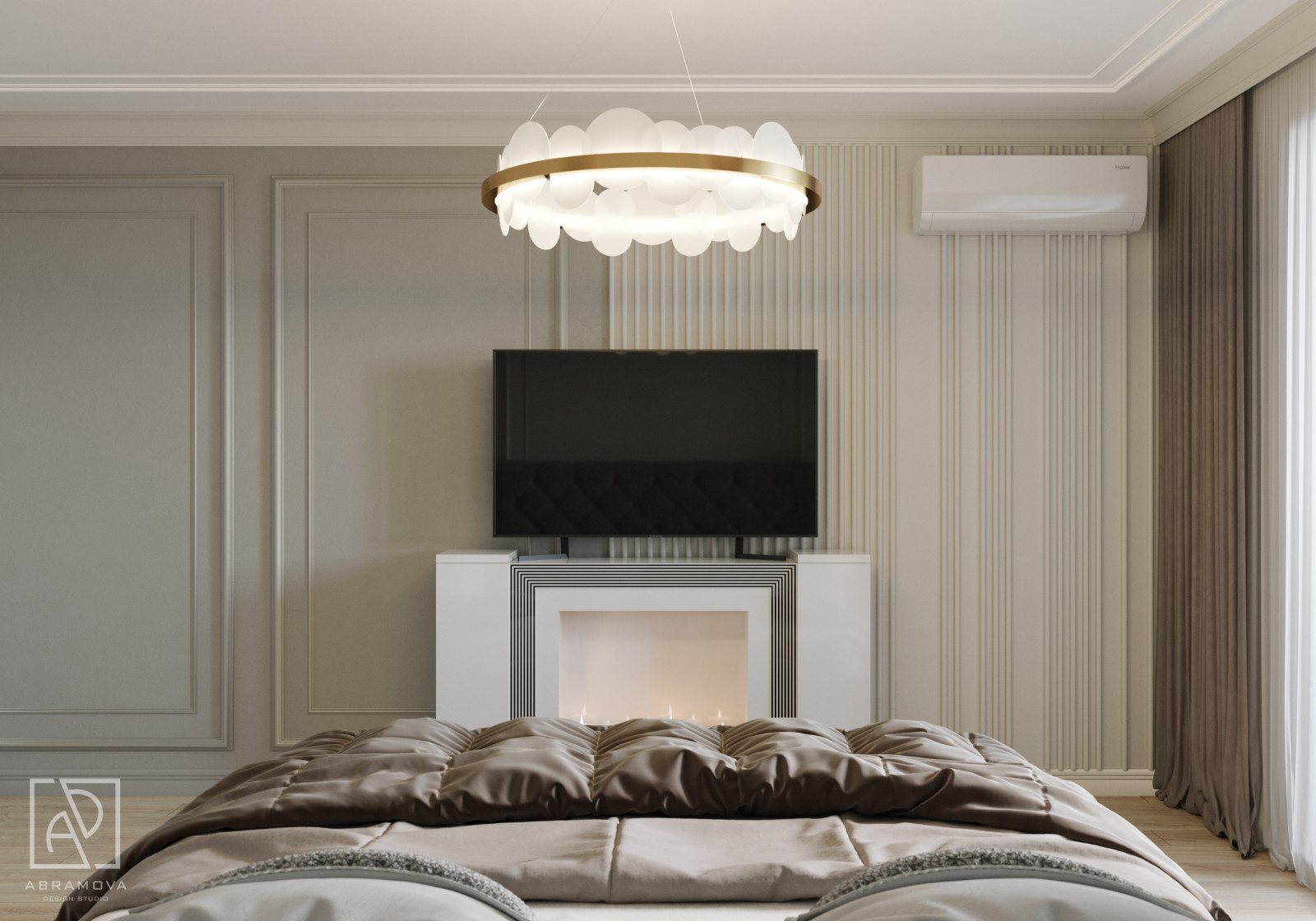 Дизайн-проект спальни в стиле современной классики