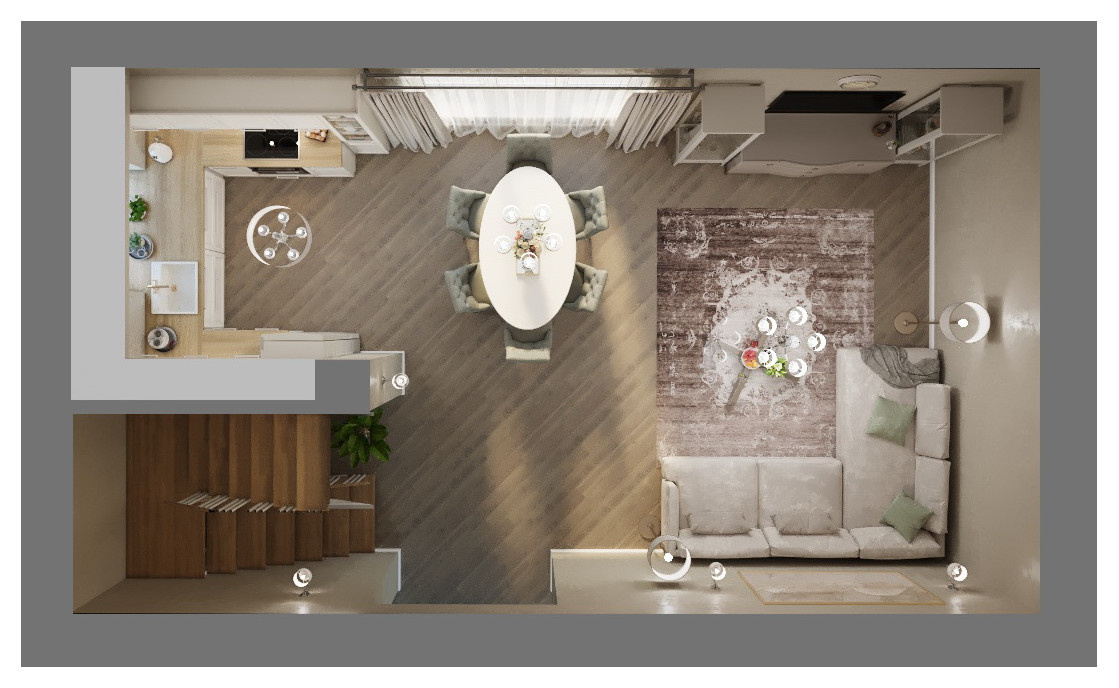 Гостиная-кухня-холл .