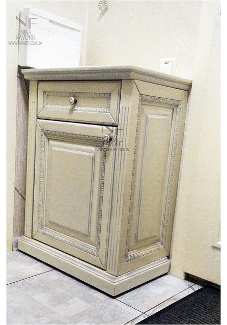 WOODEN STAND / WOODEN NIGHT STAND with decors and patina