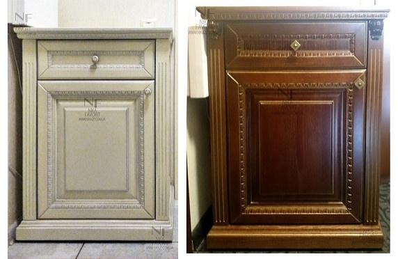 WOODEN STAND / WOODEN NIGHT STAND with decors and patina