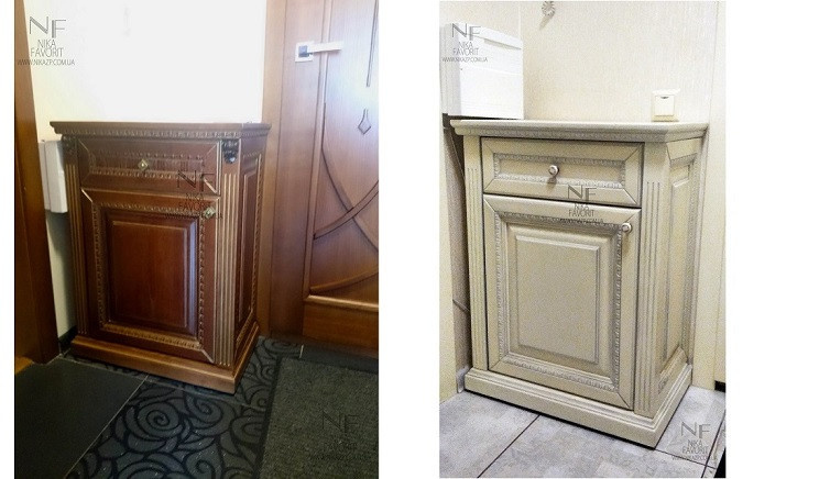 WOODEN STAND / WOODEN NIGHT STAND with decors and patina