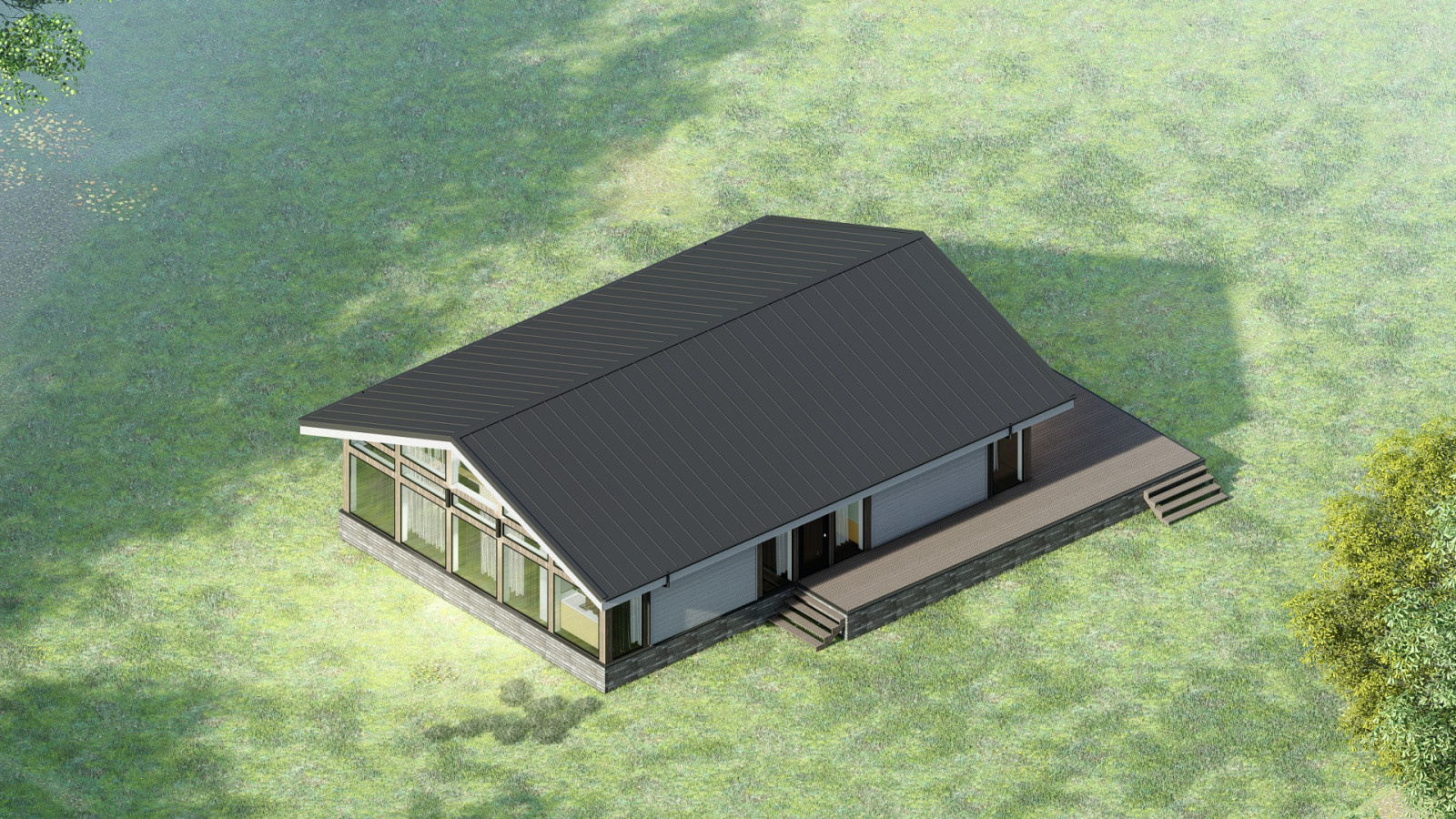 Фахверковый дом с панорамными окнами