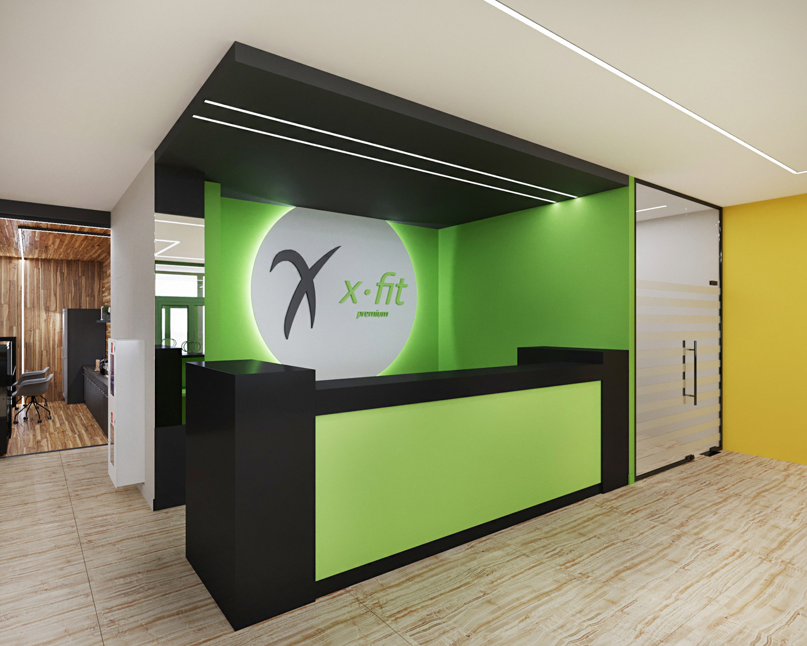 Входная группа фитнес-клуба X-FIT в Москве