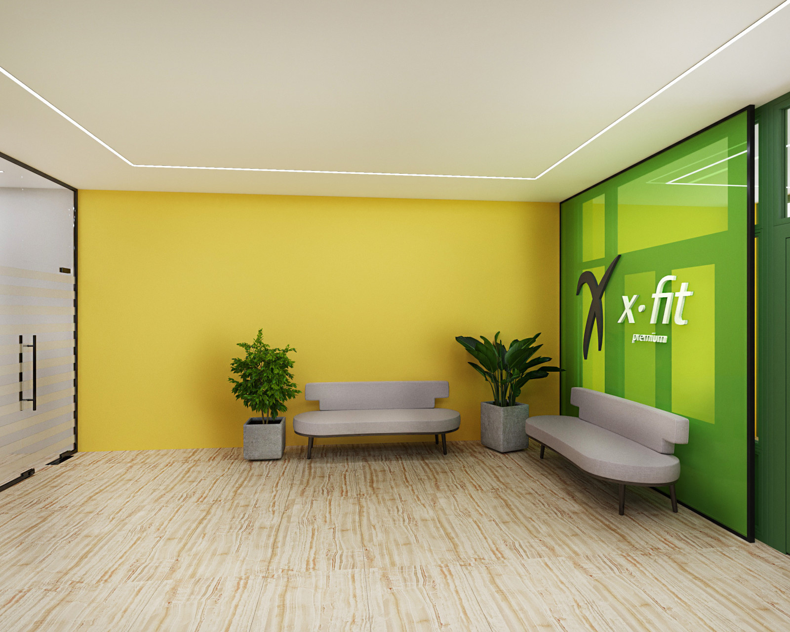 Входная группа фитнес-клуба X-FIT в Москве