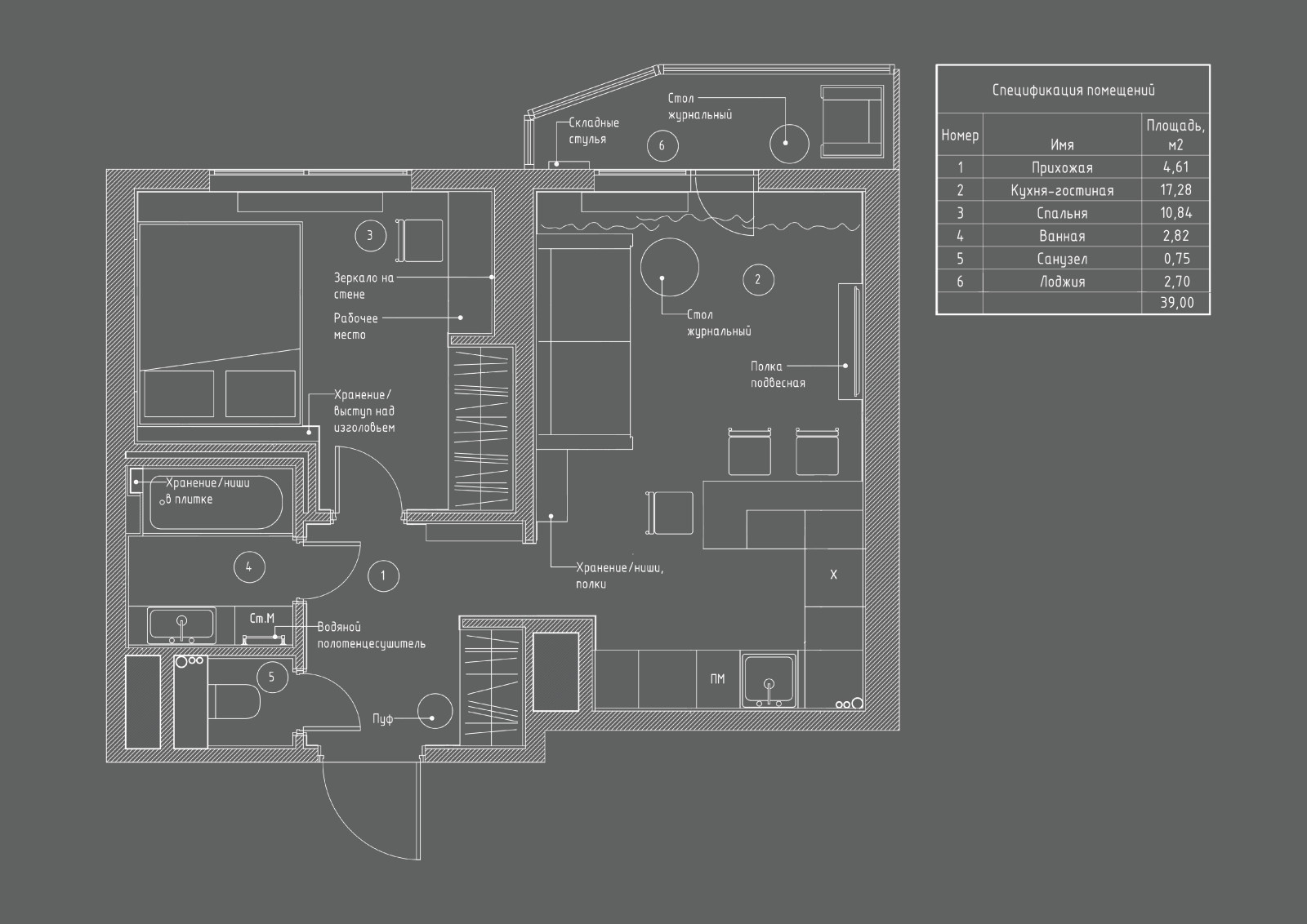 Квартира 39 м² в терракотовой гамме в Санкт-Петербурге