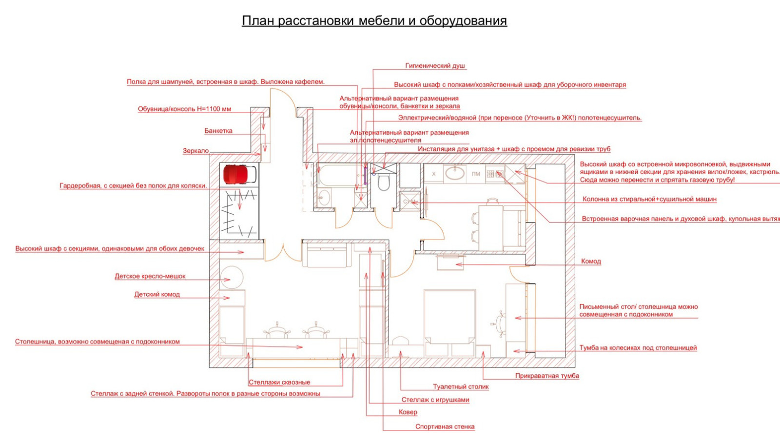 Планоровочное решение двухкомнатной квартиры для молодой семьи