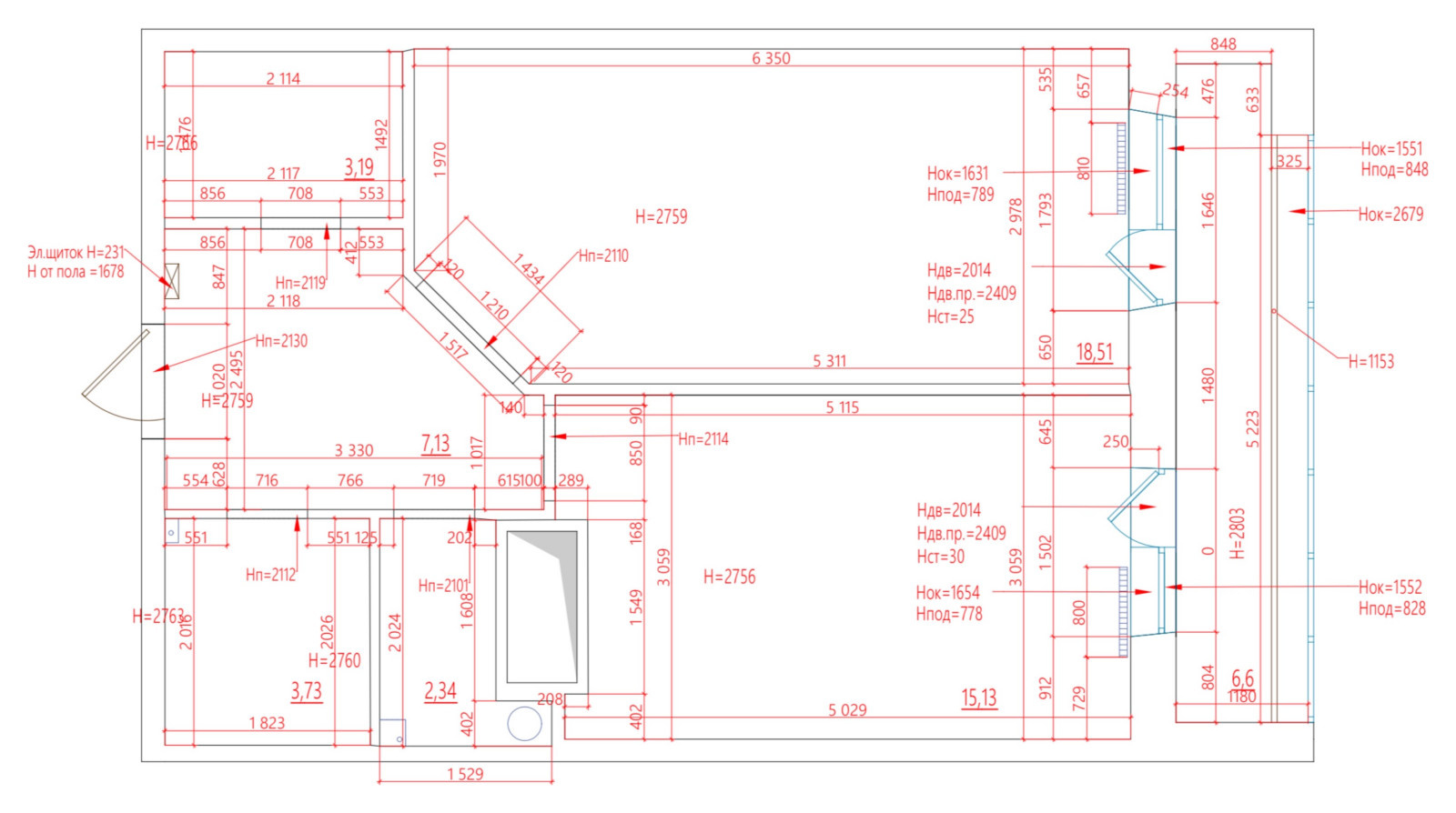 Планировочное  решение и Эскизный поект однокомнатной квартиры