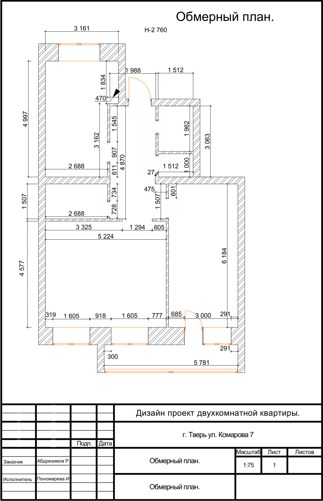 Дизайн проект двухкомнатной квартиры.