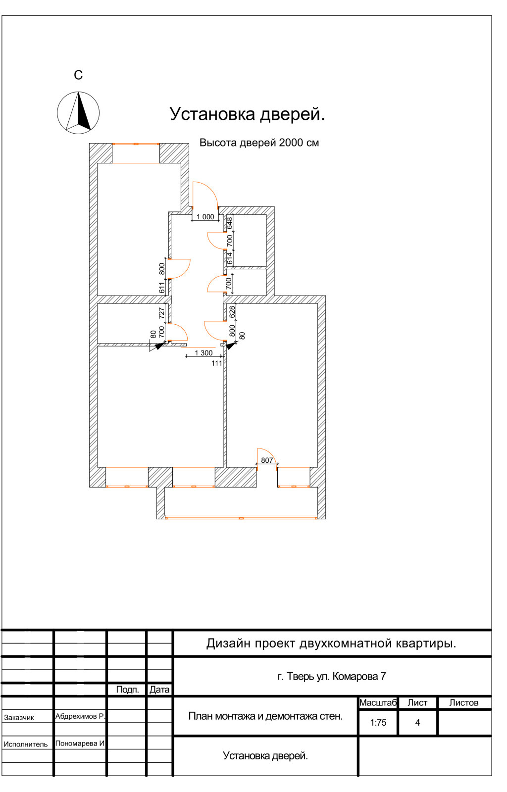 Дизайн проект двухкомнатной квартиры.
