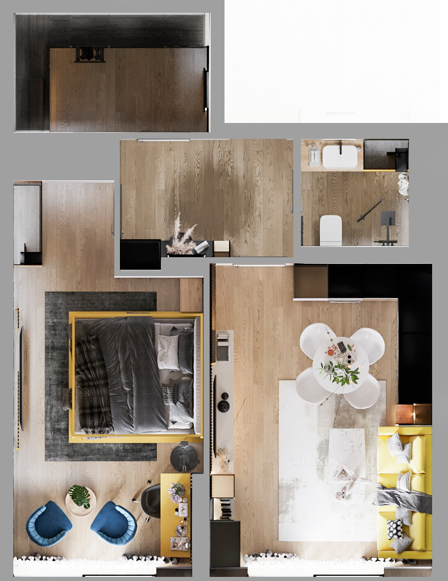 ПРОЕКТ 2-КОМНАТНОЙ КВАРТИРЫ В СТИЛЕ LOFT