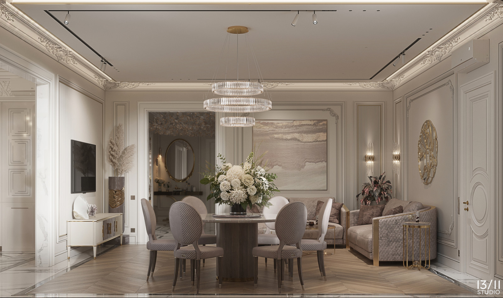 Трехкомнатная квартира в современной классике