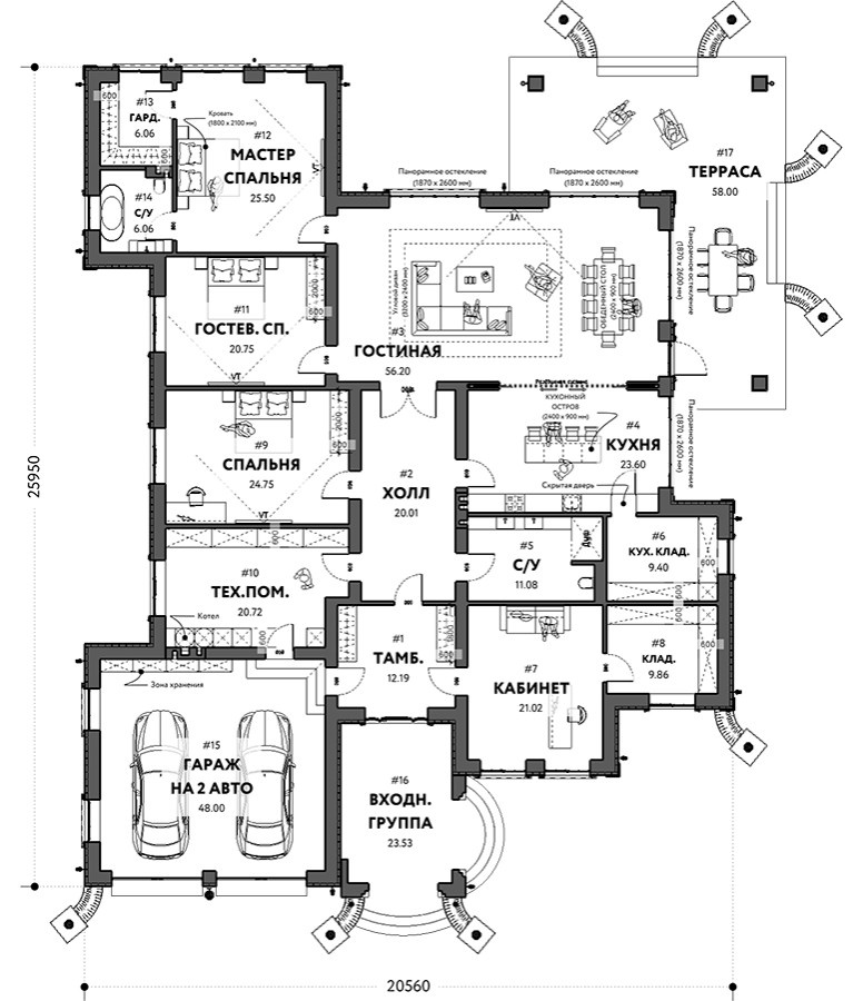 Проект классического одноэтажного дома в Адыгее