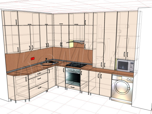 Кухня с фасадом МДФ краска