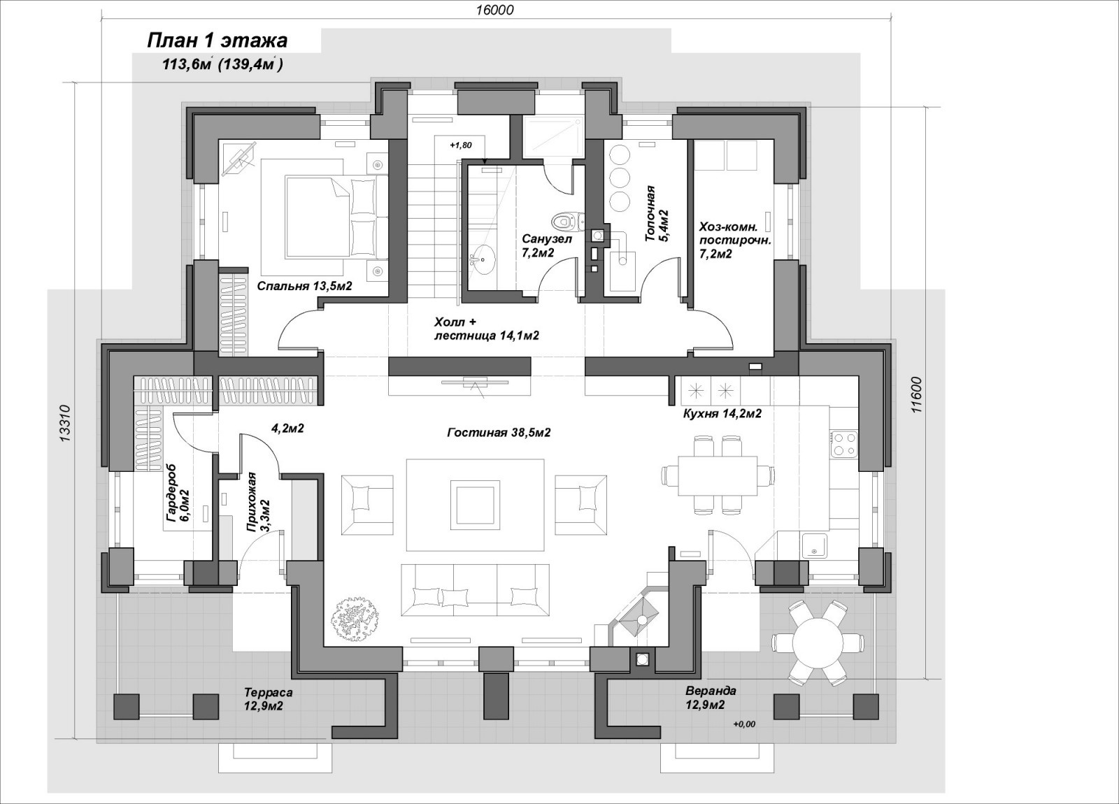Проект коттеджа на 215м2