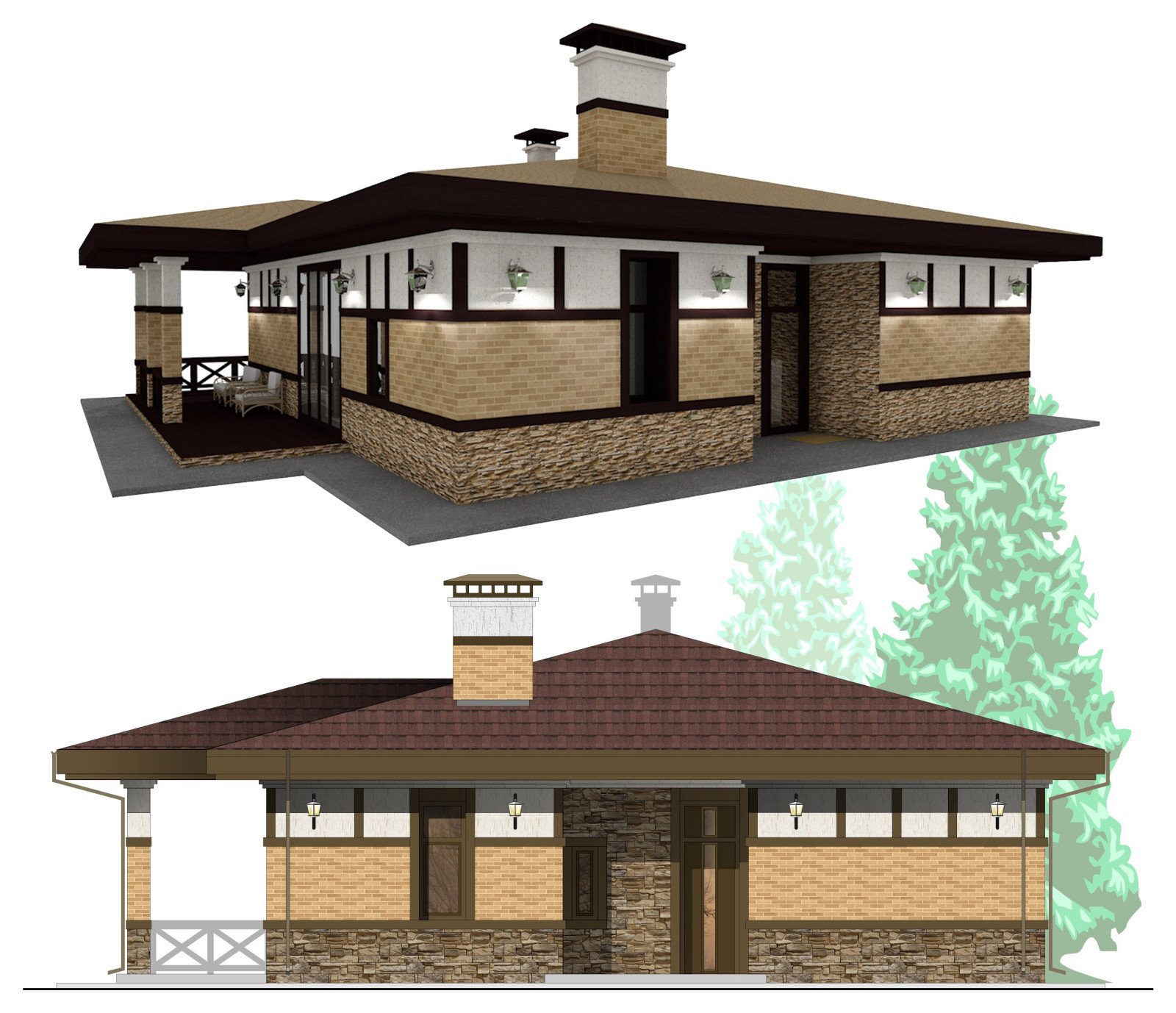 Одноэтажный дом площадью 127,5м2