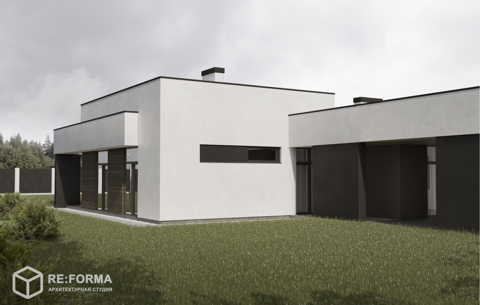 Дом с плоской кровлей для молодой семьи