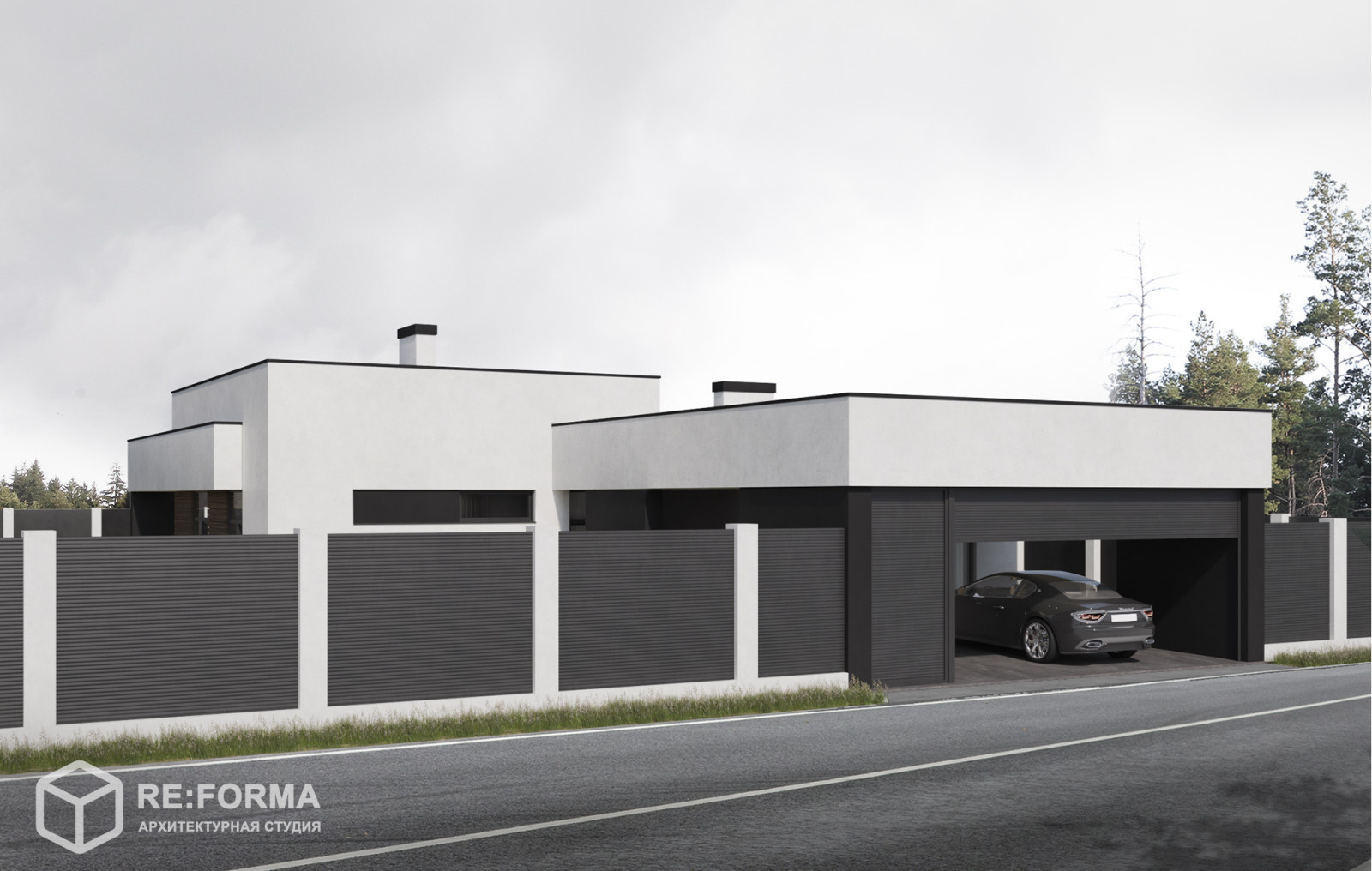 Дом с плоской кровлей для молодой семьи