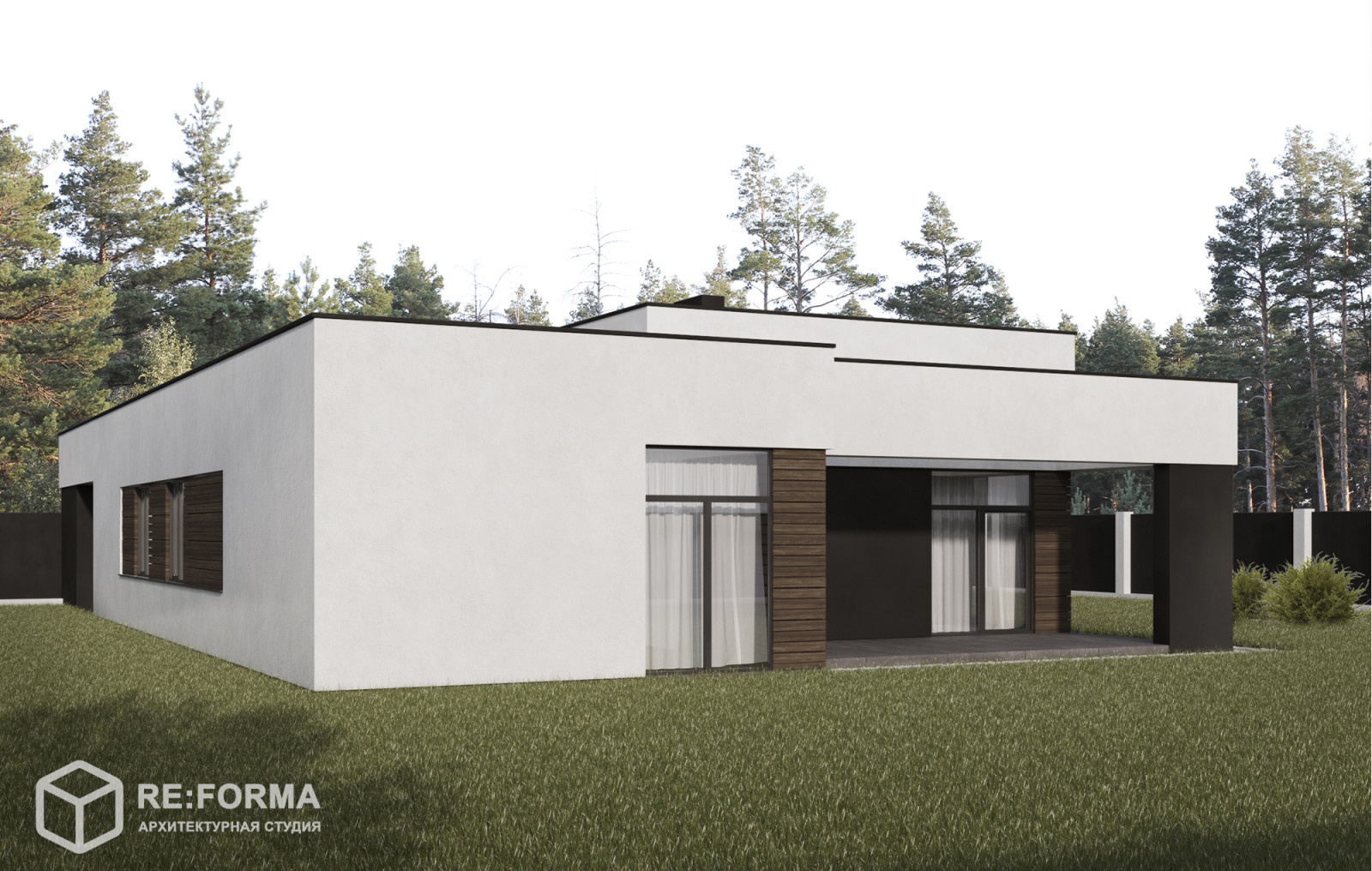 Дом с плоской кровлей для молодой семьи