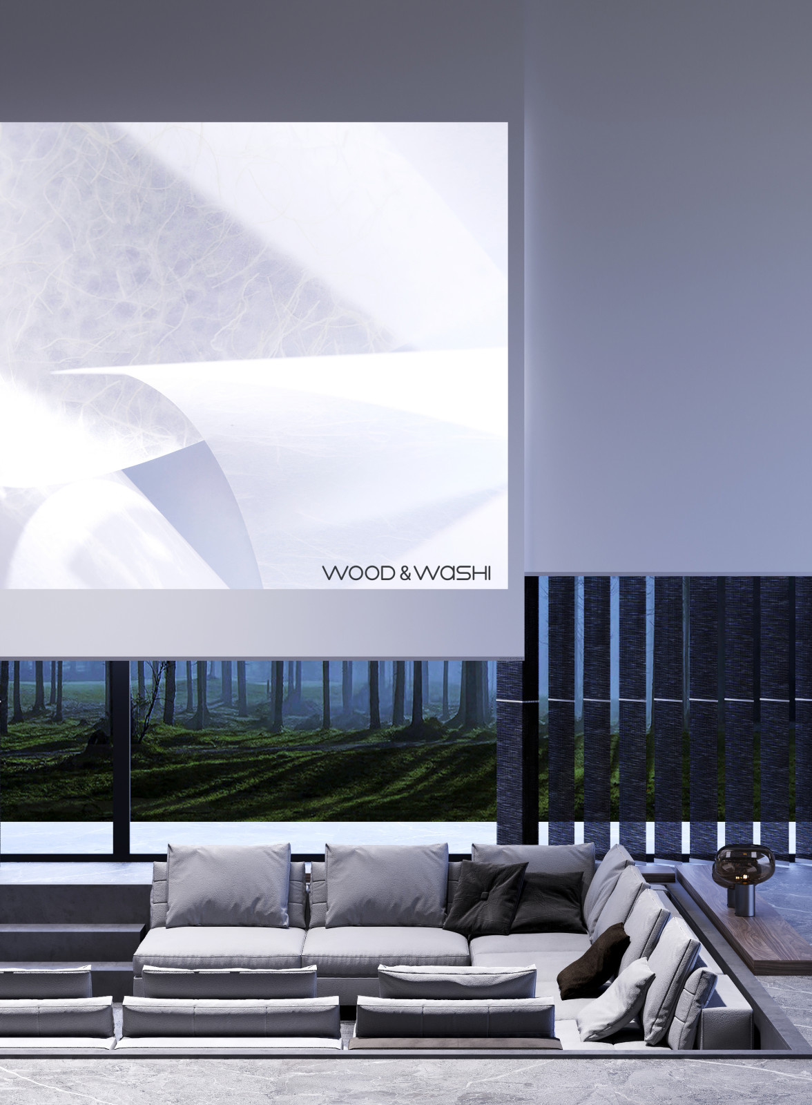 Зона отдыха с кинотеатром и камином