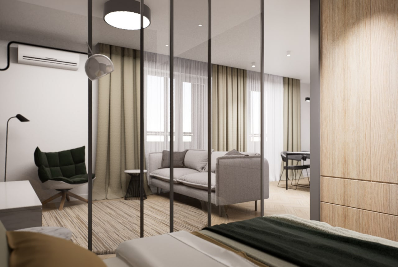 Проект интерьера квартиры со спальней-нишей