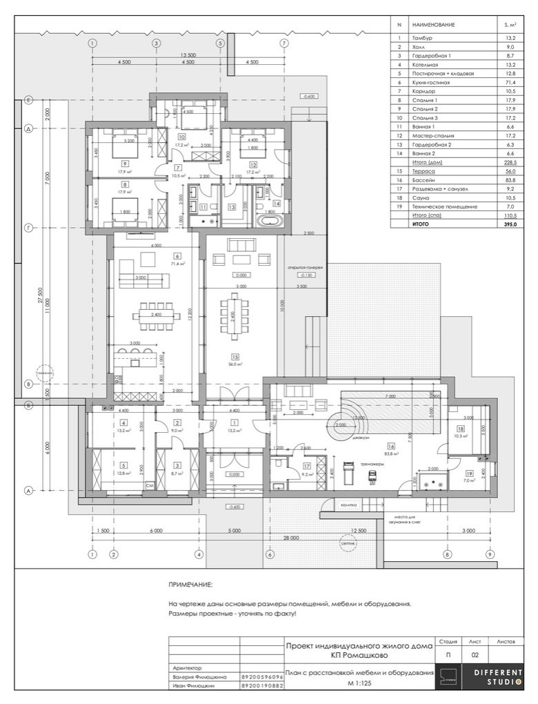 Проект одноэтажного жилого дома с зоной СПА