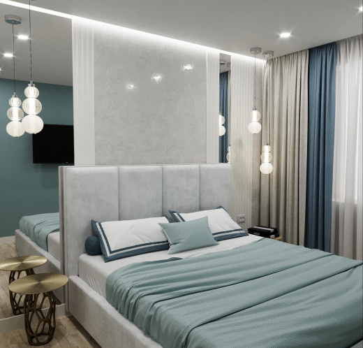 Квартира в голубых тонах.