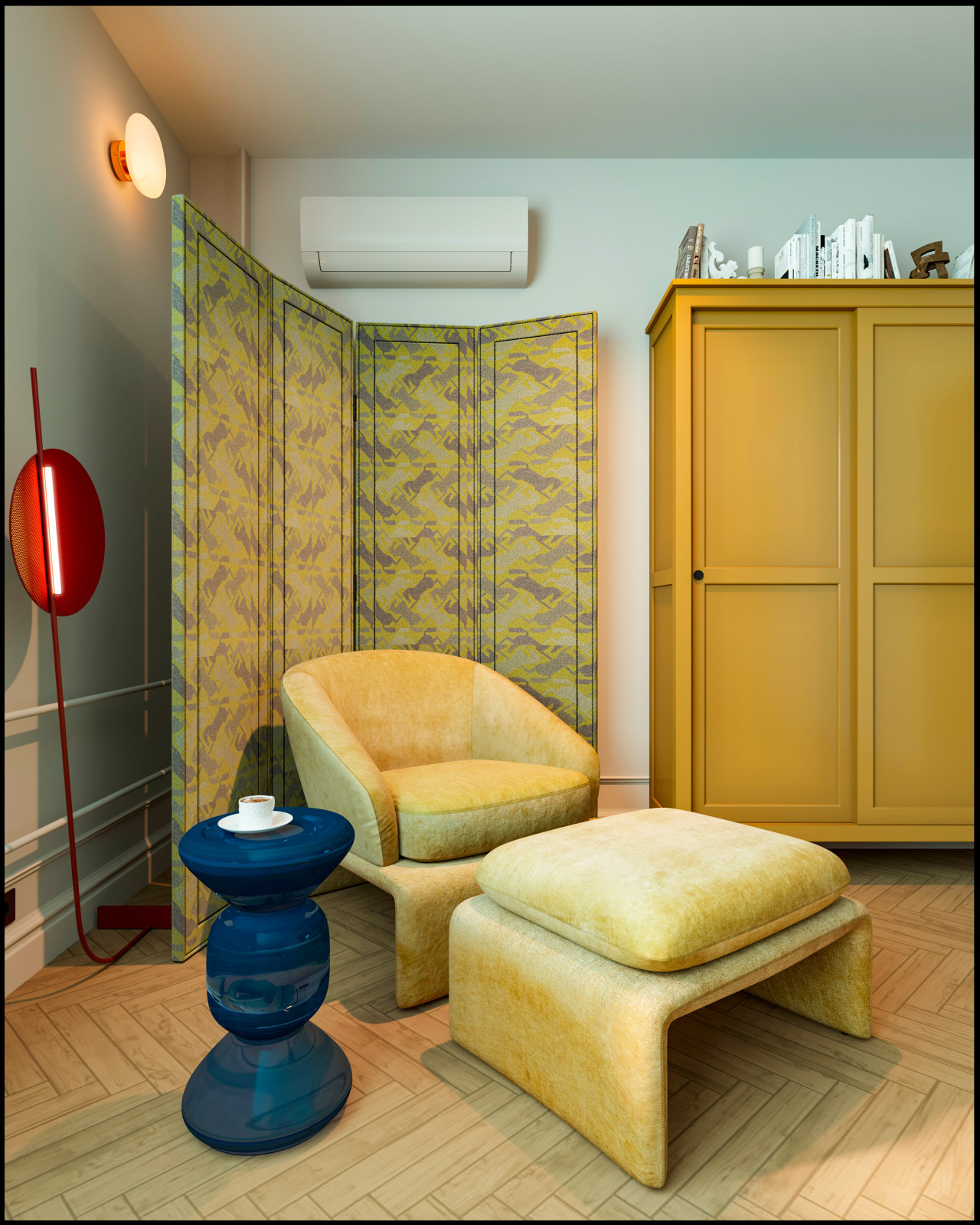 Эклектичный проект квартиры с огромной гардеробной с окном